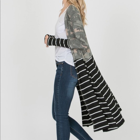 Camo & Black Stripe Cardigan 🖤🖤🖤 - Picture 5 of 5